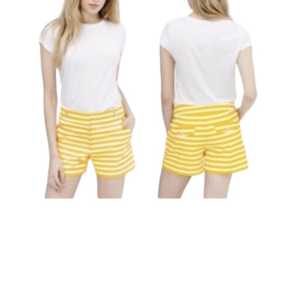 🌺ANN TAYLOR LOFT “The Riviera” Boat Shorts in Yellow / White Stripes Size 0 NWT🌺 - Picture 2 of 11